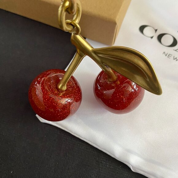 Coach Metal Keychain With Two Red Cherries - Picture 5 of 6